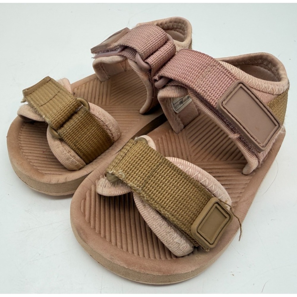 Unbranded Pink Tan Webbing Strap Sporty Sandals | Toddler Girl's Size US 5.5 - Picture 3 of 8